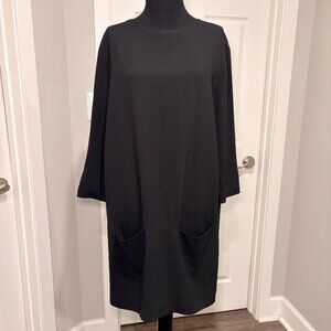 Minimalist - The ROW Marina Crepe Dress, Black, Mini, 3/4L Sleeve, Sz 10